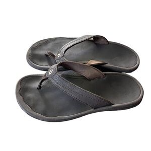 Olukai Womens Brown Leather Thong Sandals Size 6 EU 37 Comfort Sandals